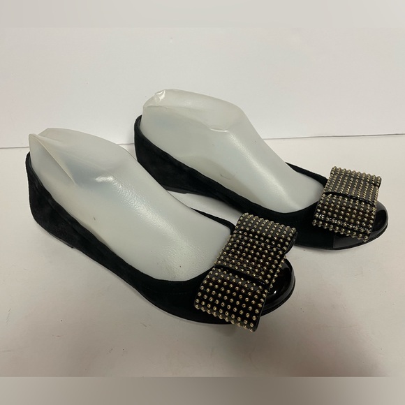Louis Vuitton suede ballet flats studded bow black 35.5